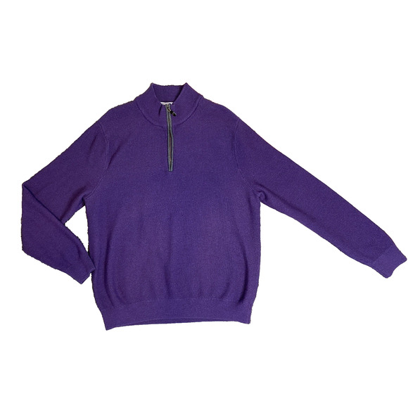 David Donahue Sweater Mens Size XL Purple Merino Wool Zip Popover Office Church - Picture 11 of 11